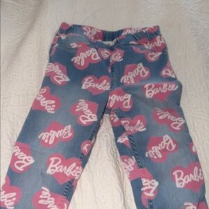 Barbie Blue Denim Leggings with Pink Heart Print